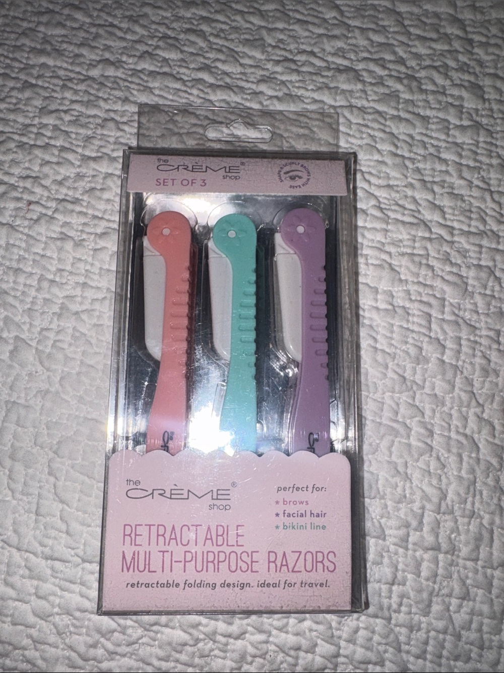 The Crème Shop Retractable Multi-Purpose Razors - Pink, Mint & Lavender. New.
